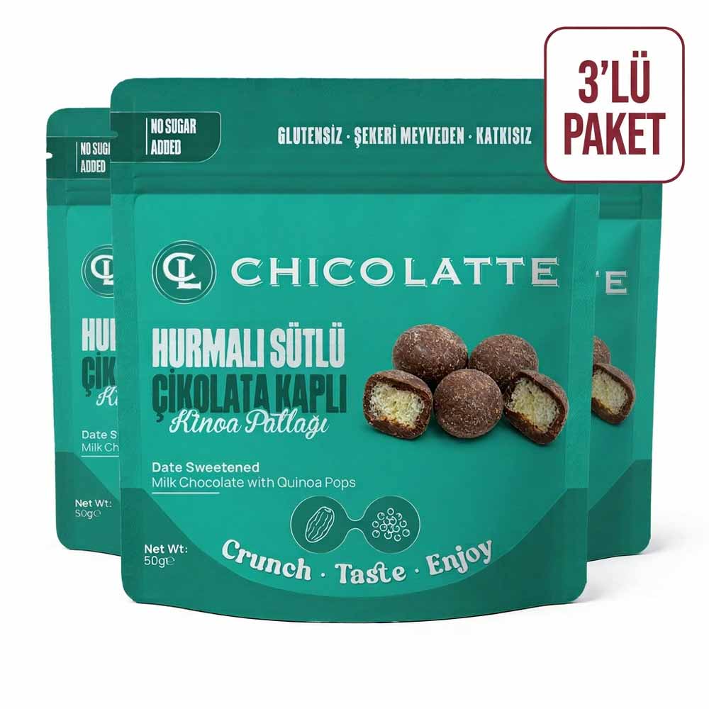 Sütlü Çikolata Kaplı Hurmalı Kinoa Patlağı