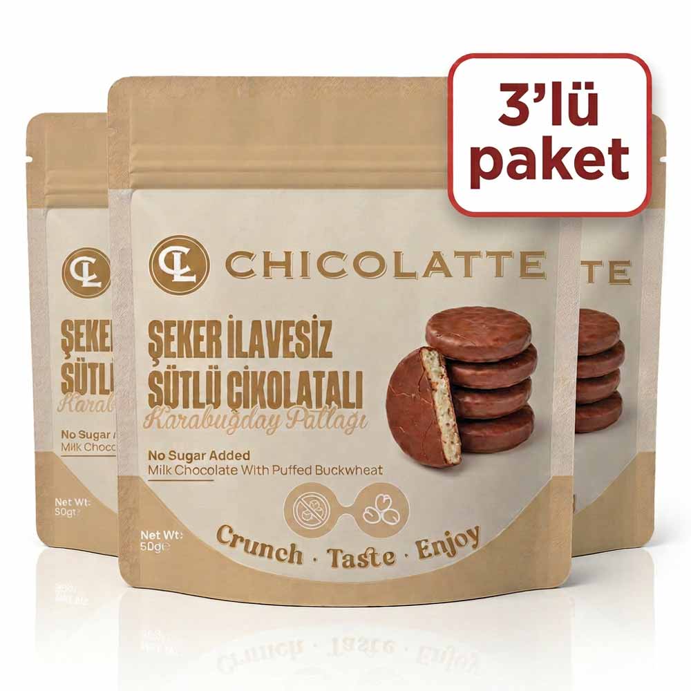 Şeker İlavesiz Sütlü Çikolata Kaplı Karabuğday Patlağı